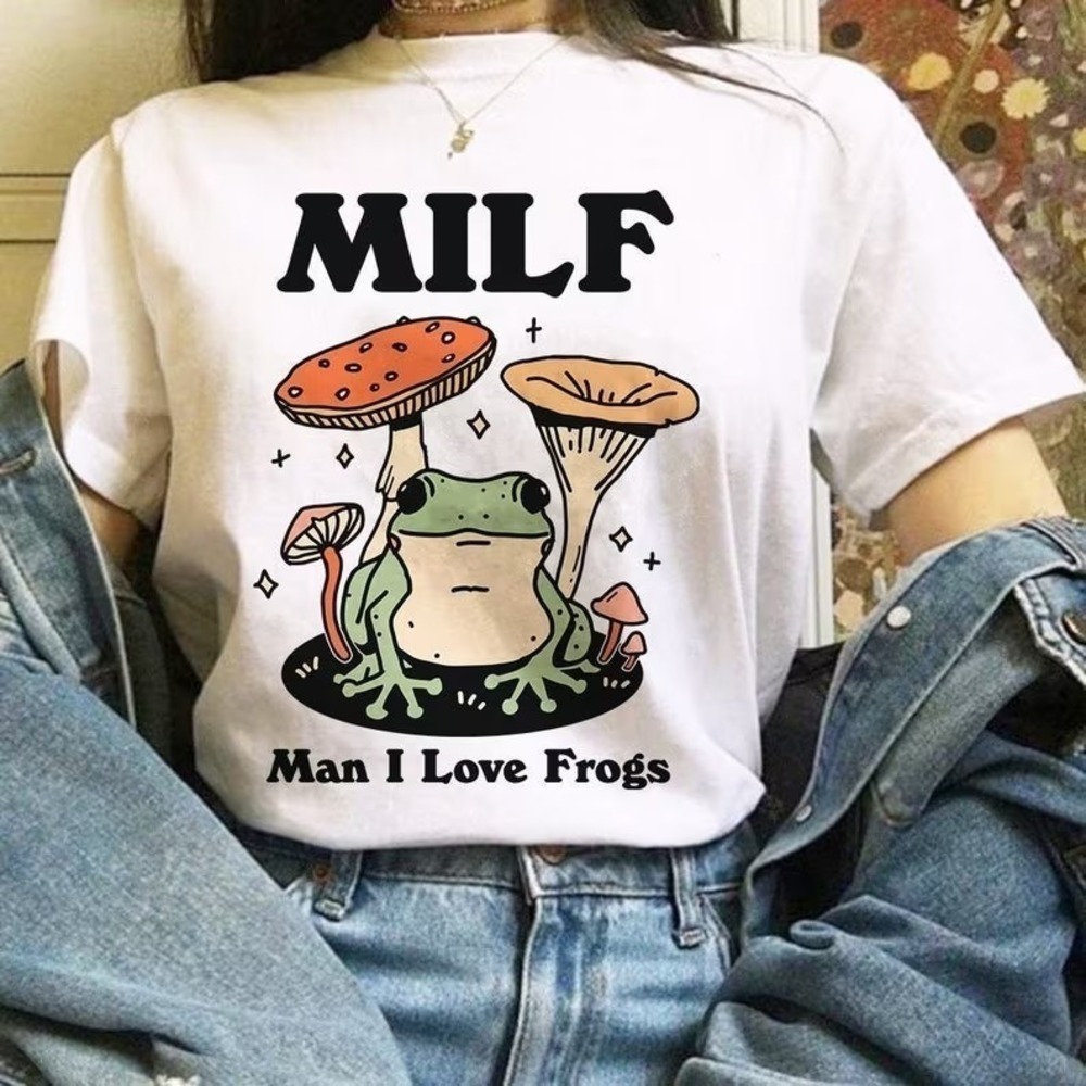 Retro Frog Tshirt Funny Milf Froggy Shirt Cottagecore Froggy Tee